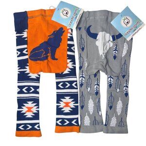 Doodle Pants Toddler Leggings Medium Wolf & Skull Tribal Pattern Cotton Blend